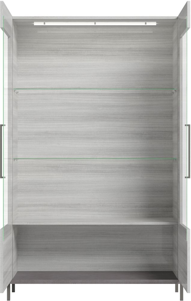 Product photograph of Status Mia Day Silver Grey 2 Door Vitrine With Led Light from Choice Furniture Superstore.